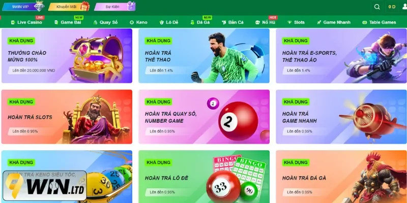 Người chơi nhận được vô vàn khuyến mãi khi đăng ký tham gia 9Win