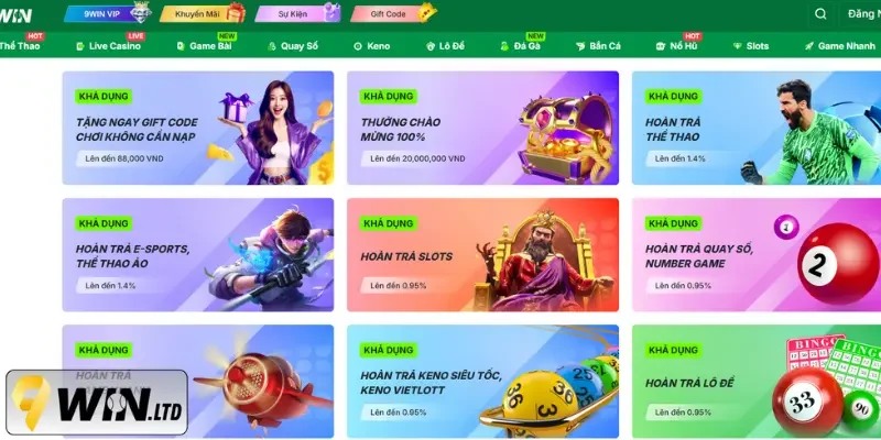 9Win - sự kiện ưu đãi siêu khủng dành cho hội viên