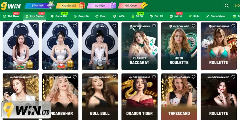 Bất ngờ với loạt tựa game casino đỉnh cao và đình đám của 9Win 
